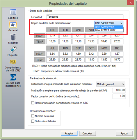 Origen de datos de la radiación solar